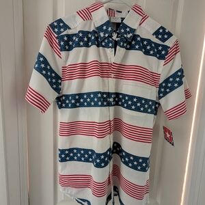 Men's Striped Stars Button Down Shirt